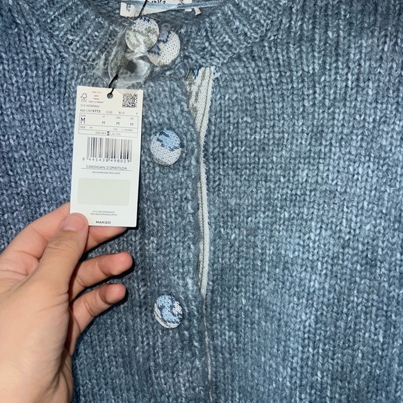 NWT NWT MANGO MNG BLUE MATILDA CHUNKY KNIT CARDIGAN SWEATER SZ M - Picture 10 of 10